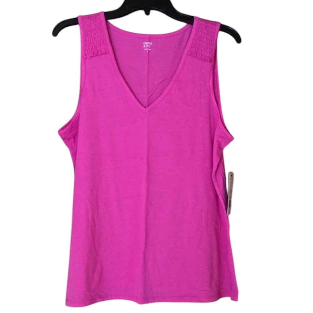 crown & ivy Bright Pink V-Neck Tank Top
